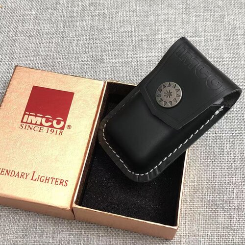 奥地利IMCO打火机皮套扣手工牛皮扣式创意真皮火机套爱酷皮套黑色