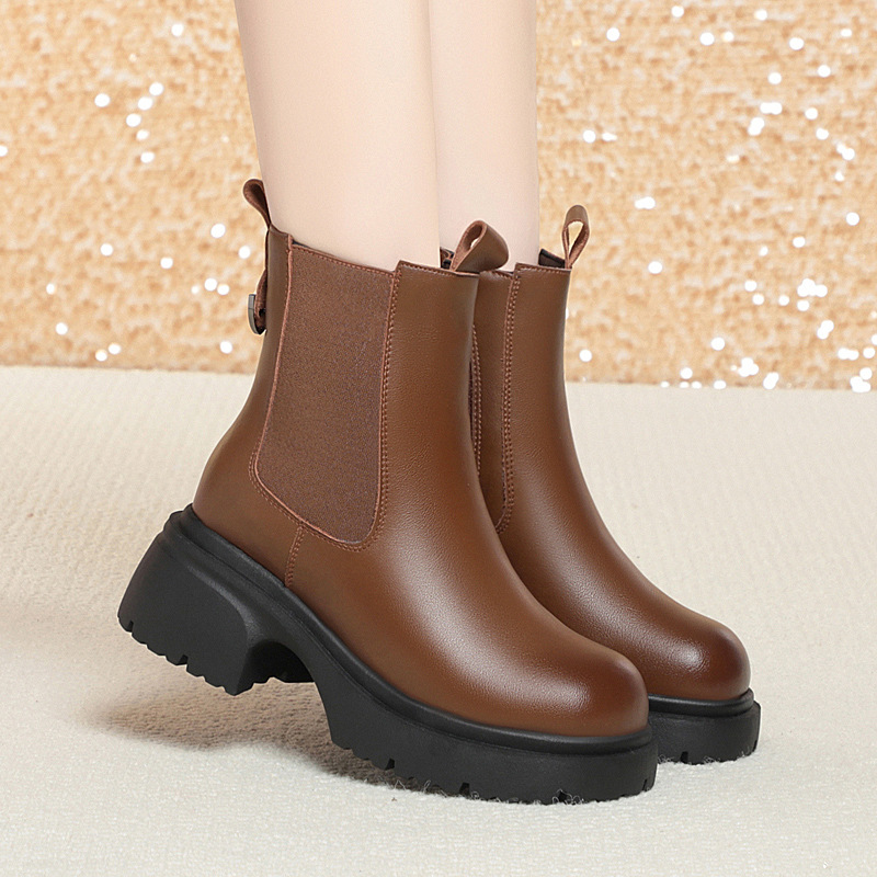 厚底马丁靴女短靴皮毛一体雪地靴