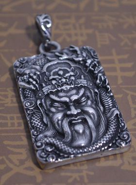 钛钢饰品关羽头像大气男士款吊坠