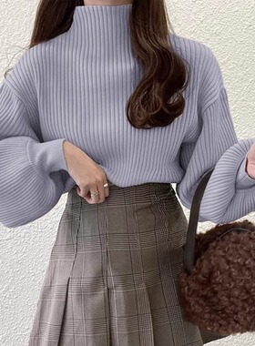 【日本GRL官网代购】卷袖瓶颈针织上衣[k8217v]