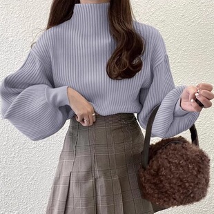 【日本GRL官网代购】卷袖瓶颈针织上衣[k8217v]