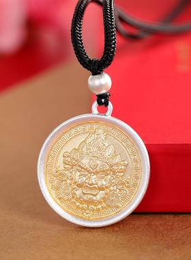 足银黄财神项链国潮风新中式复古