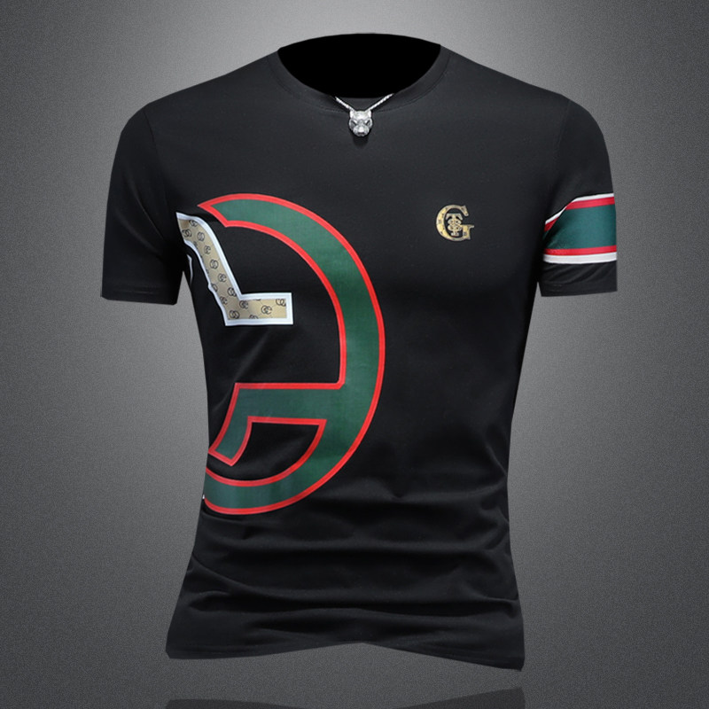 2025假模夏季新品质丝光棉男潮流短袖T恤QT6012AFD61007T-P70，男装T恤，阿丰达