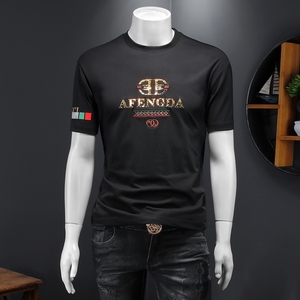 2024假模新款高端品质丝光棉男短袖T恤微阔版QT6012AFD9996T-P80,男装T恤,阿丰达