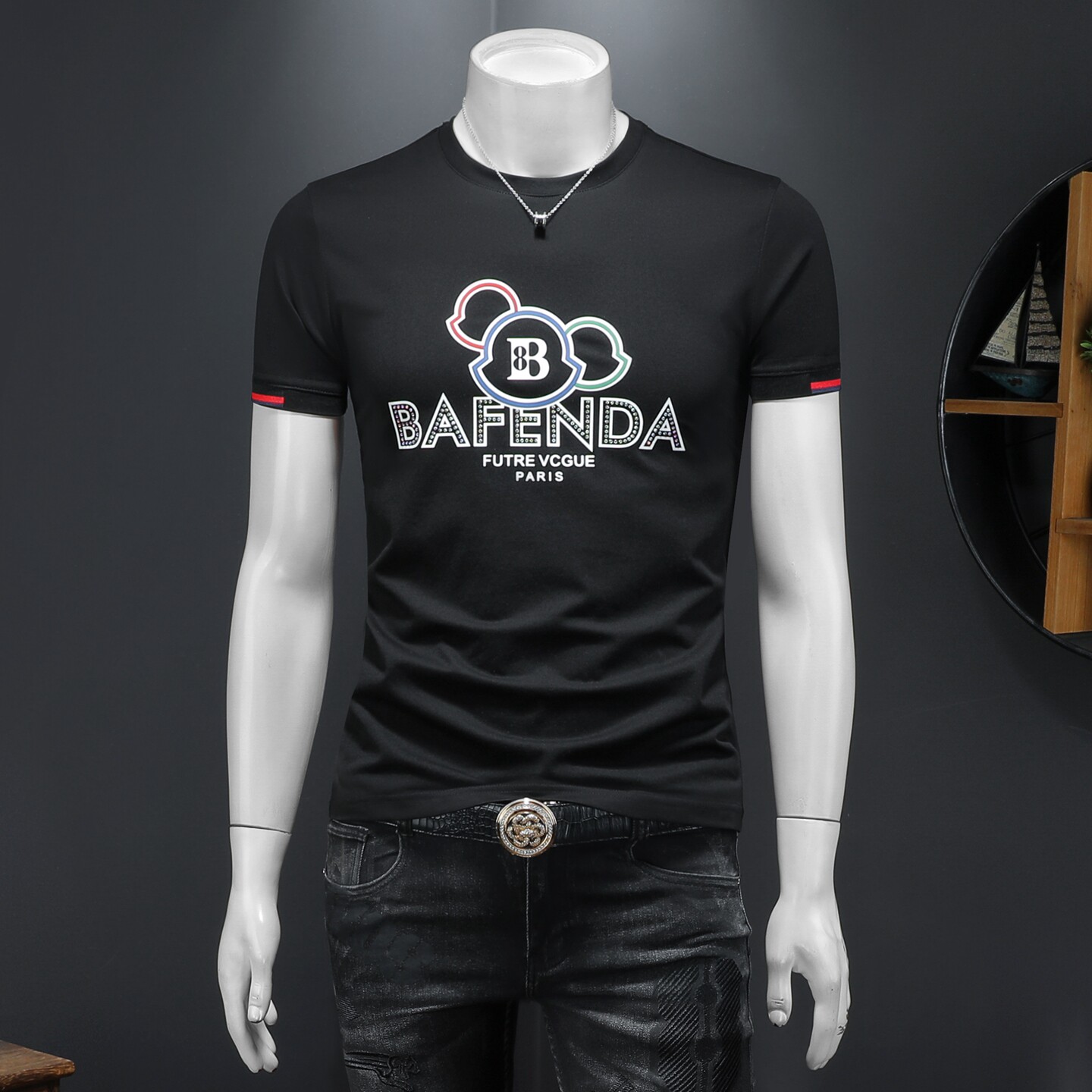 2026假模夏季新品质丝光棉男潮流短袖T恤QT6012AFD2618T-P75，男装T恤，钱塘6012(原3012)