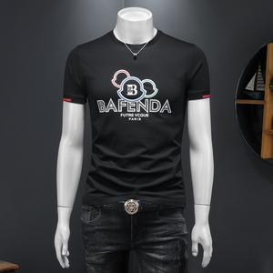 2026假模夏季新品质丝光棉男潮流短袖T恤QT6012AFD2618T-P75，男装T恤，钱塘6012(原3012)