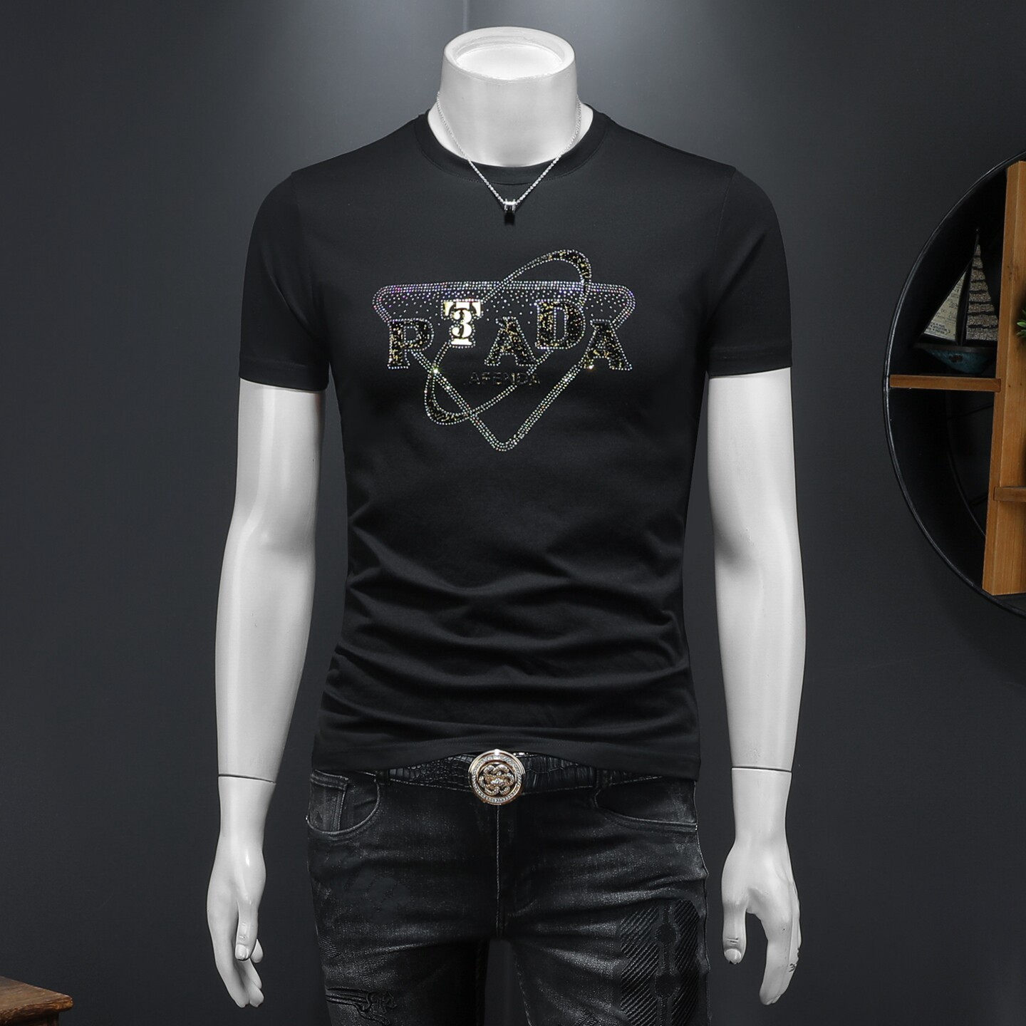 2026假模夏季新品质丝光棉男潮流短袖T恤QT6012AFD2623T-P75，男装T恤，钱塘6012(原3012)