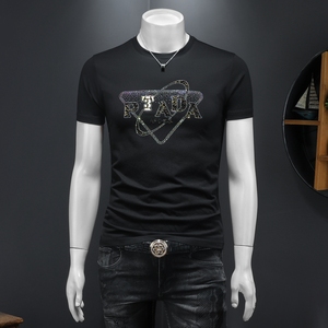 2026假模夏季新品质丝光棉男潮流短袖T恤QT6012AFD2623T-P75，男装T恤，钱塘6012(原3012)