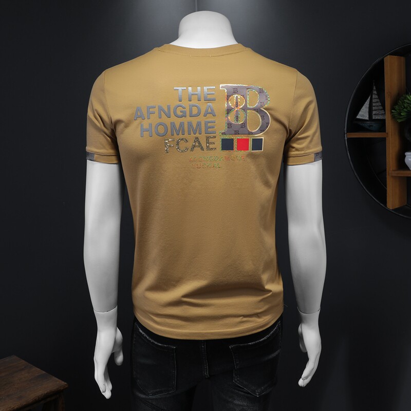 2025假模新款高端品质丝光棉男士潮流短袖T恤QT6012AFD8551T-P75，男装T恤，阿丰达