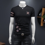 2025假模夏季新品质丝光棉男潮流短袖T恤QT6012AFD61002T-P70，男装T恤，阿丰达