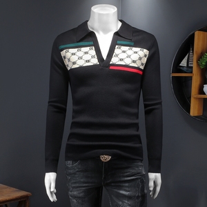 假模秋冬款新品男士翻领潮流针织衫打底毛衣QT6012AFD25006-P120,男装T恤,钱塘6012(原3012)