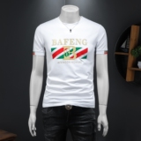 2026假模夏季新品质丝光棉男潮流短袖T恤QT6012AFD2611T-P75，男装T恤，钱塘6012(原3012)