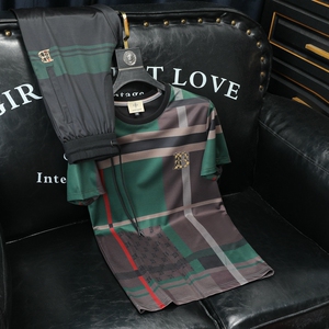 2024高端男士圆领短袖长裤运动休闲套装可单卖QT6012TZ9910P200,黑色t恤搭配短裤配什么鞋子男生图片
