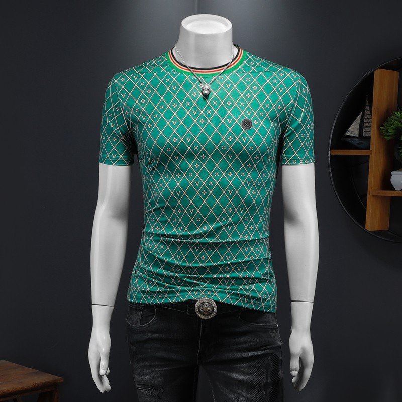 2025假模夏季新品质丝光棉男潮流短袖T恤QT6012AFD61018T-P70，男装T恤，阿丰达