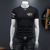 2025假模夏季新品质丝光棉男潮流短袖T恤QT6012AFD61008T-P70，男装T恤，阿丰达
