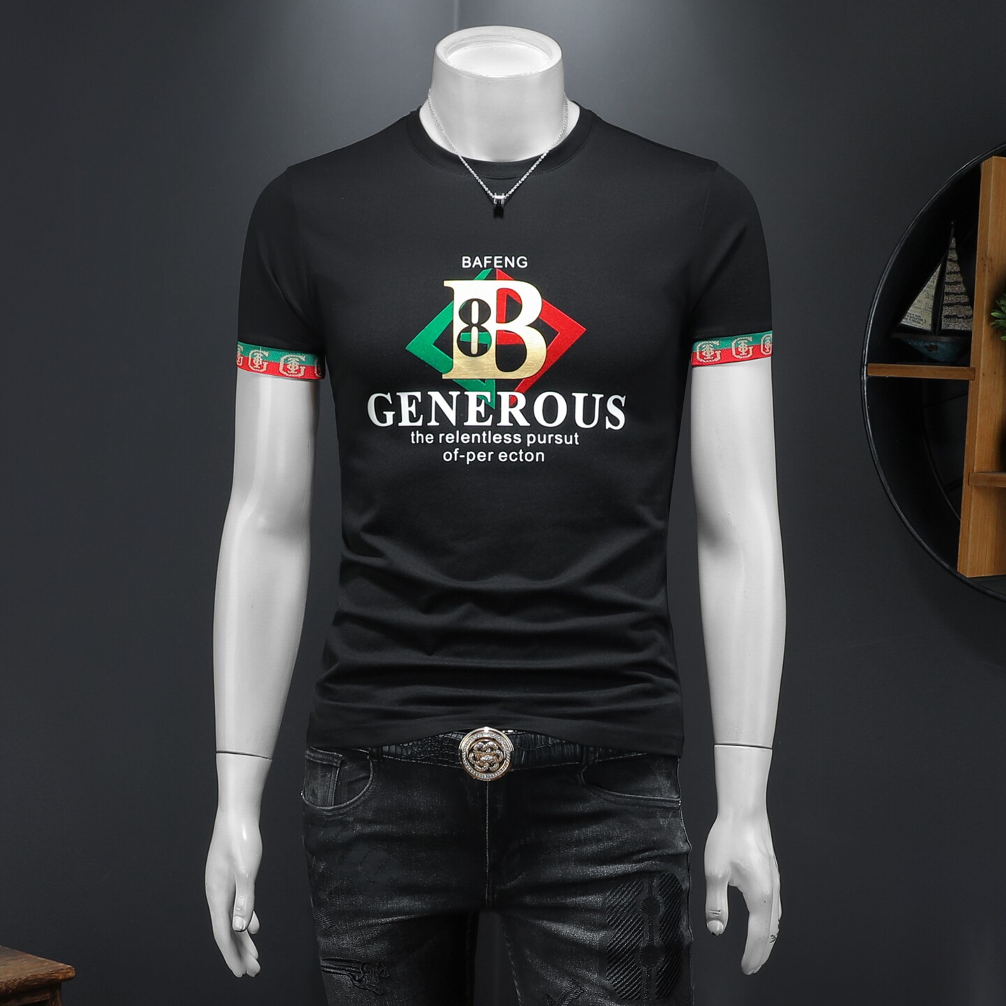 2026假模夏季新品质丝光棉男潮流短袖T恤QT6012AFD2612T-P75，男装T恤，钱塘6012(原3012)