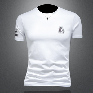 2026假模夏季新品质丝光棉男潮流短袖T恤 QT6012AFD2608T-P75，男装T恤，钱塘6012(原3012)