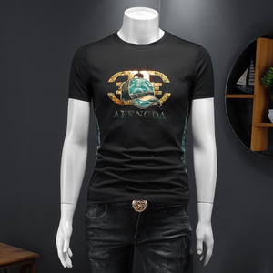 2025假模夏季新高端品质丝光棉男潮流短袖T恤QT6012AFD9978T-P75,男装T恤,阿丰达