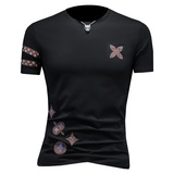 2025假模夏季新品质丝光棉男潮流短袖T恤QT6012AFD61002T-P70，男装T恤，阿丰达