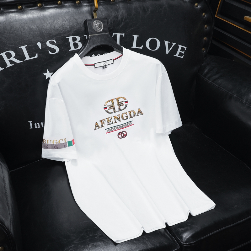 2024新款高端品质丝光棉男士短袖T恤微阔版QT6012AFD9996T-P80，男装T恤，钱塘6012(原3012)