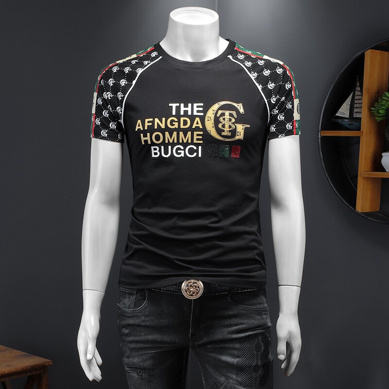 2025假模夏季新高端品质丝光棉男潮流短袖T恤QT6012AFD9922T-P75，男装T恤，阿丰达