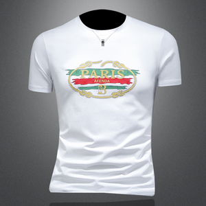 2026假模夏季新品质丝光棉男潮流短袖T恤 QT6012AFD2603T-P75，男装T恤，钱塘6012(原3012)