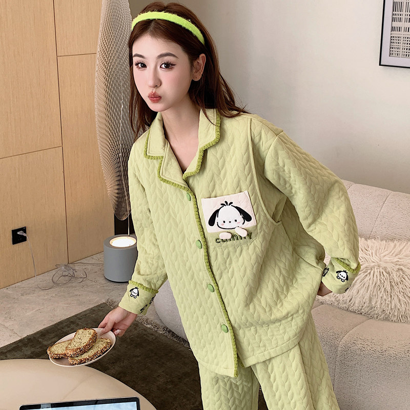 산후 의류 에어 코튼 샌드위치 가디건 모유 수유 가을 겨울 모유 수유 플러스 지방 플러스 사이즈 잠옷 임신 산후 임산부 느슨한