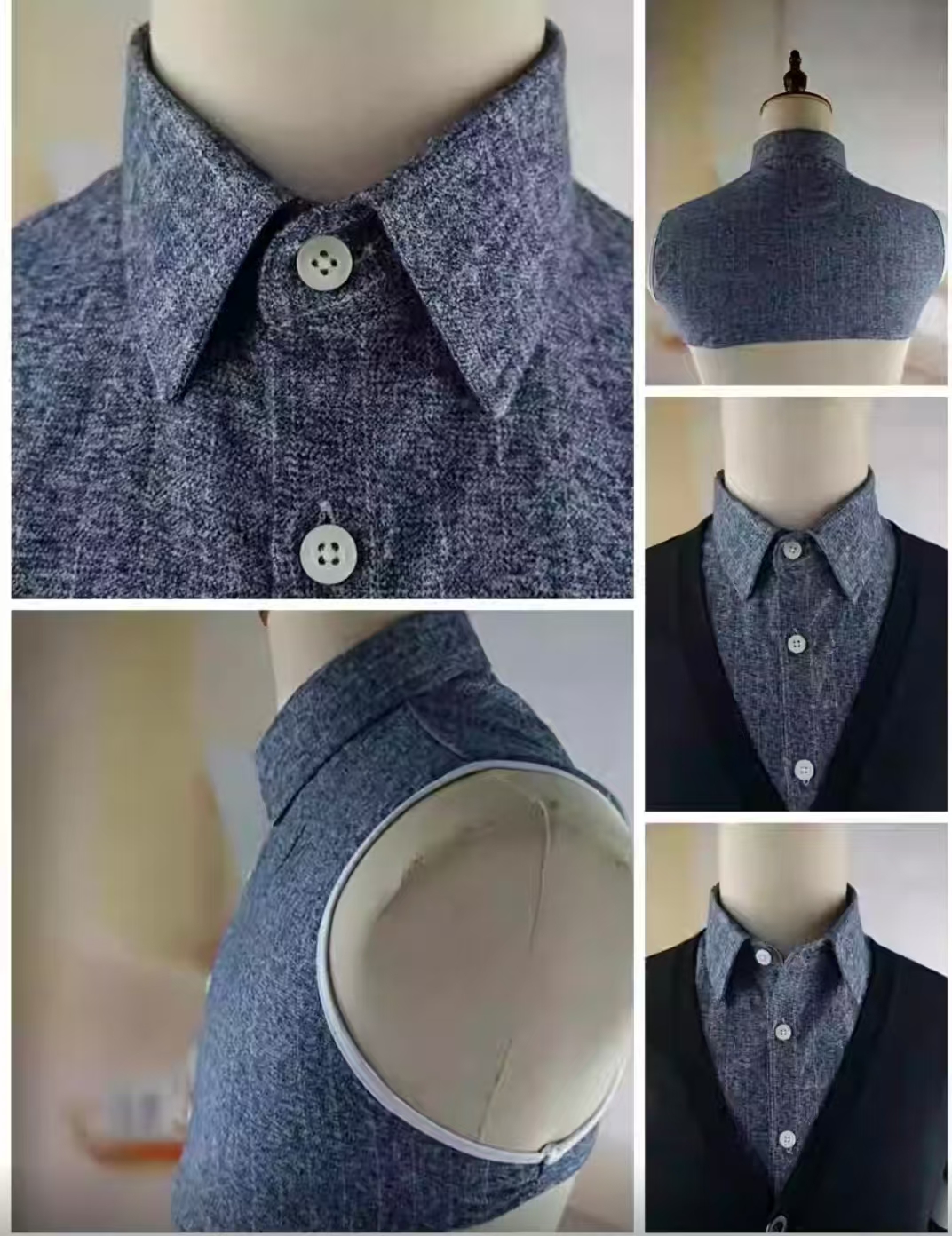 纯棉高档男女假领子衬衫衣领休闲格子条纹百搭尖领节约领保暖神器