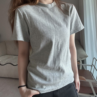 THREENINE 纯色T恤棉质修身T短袖基础款男女百搭不透色内搭上衣潮
