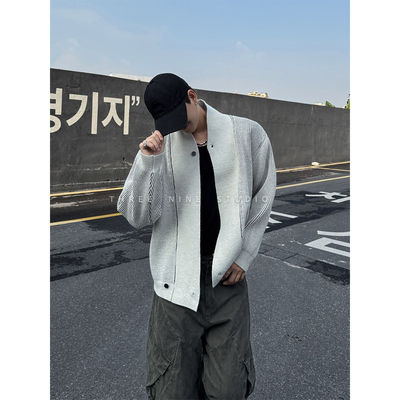 THREENINE立领针织开衫毛衣男女