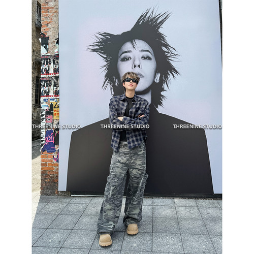 THREENINE复古迷彩工装阔腿裤