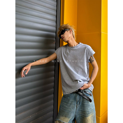 THREENINE小众街头无袖坎肩T恤潮