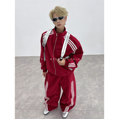 THREENINE三条杠立领运动套装潮