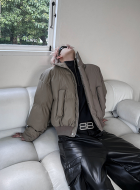 THREENINE 秋冬短款加厚棉服外套小众高级感立领保暖面包服男女潮