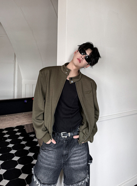 THREENINE 小众立领飞行员夹克男女街头短款时髦款廓形秋冬外套潮