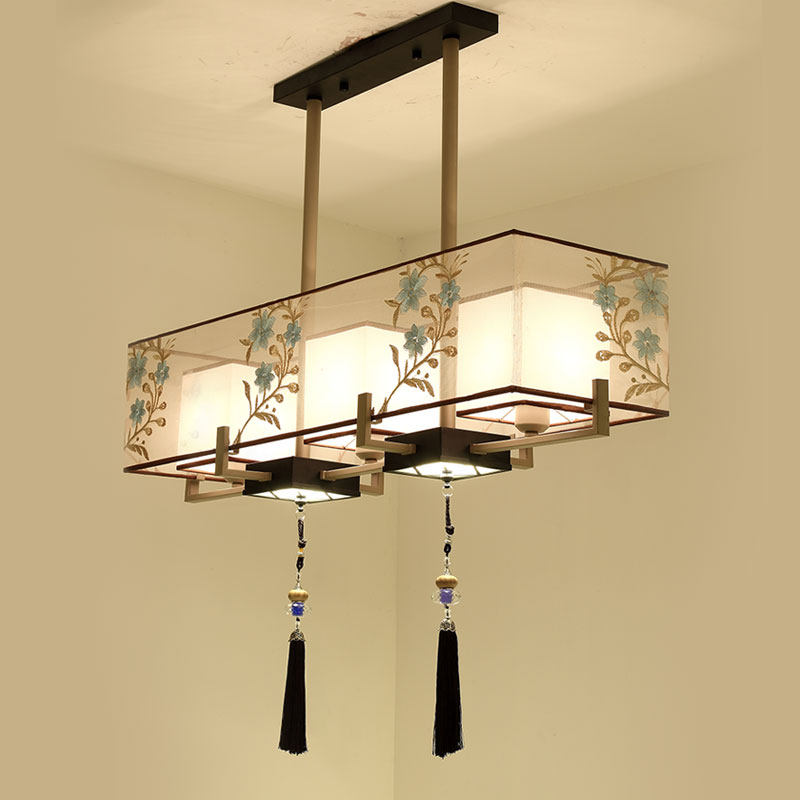 餐厅吊灯长方形现代简约创意书房餐桌饭厅茶室吧台新中式灯中国风