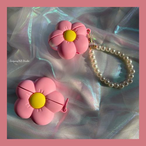 立体硅胶粉色花朵Airpods4耳机套