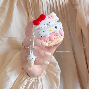 冰淇淋Kitty猫适用airpodspro2代保护套苹果耳机保护壳airpods3无线蓝牙耳机套airpod1/2代可爱硅胶耳机壳软