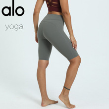 alo yoga裸感健身裤女高腰运动紧身七分裤外穿蜜桃提臀瑜伽裤