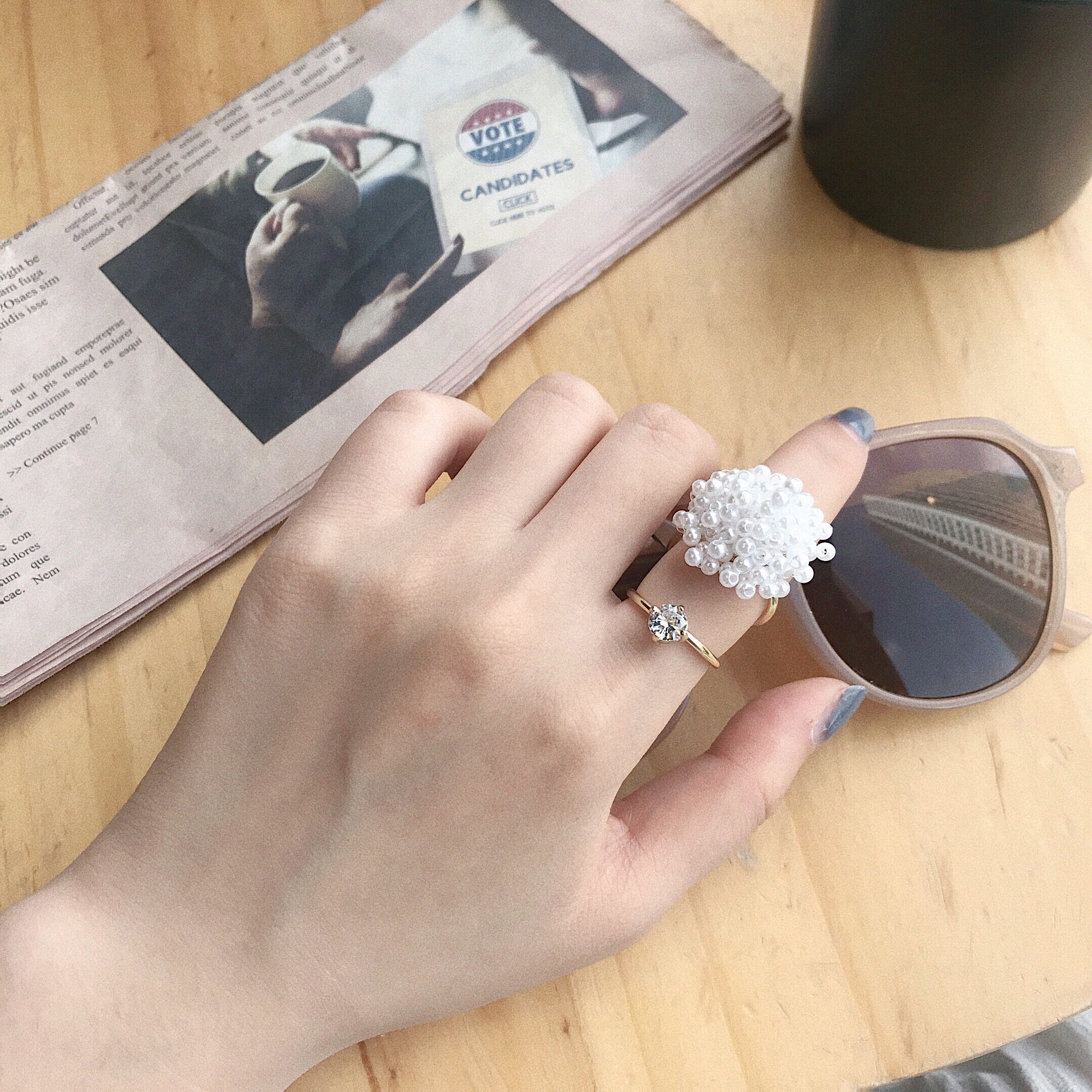 小众设计珍珠组合戒指女ins时尚个性日式轻奢网红简约冷淡可调在类目 饰品/流行首饰/时尚饰品新, 戒指/指环中 - 来自Buy2taobao.com提供专业的淘宝代购服务