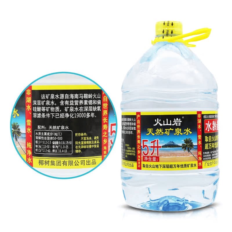 矿物质饮用水椰树牌整箱天然5L*2图片
