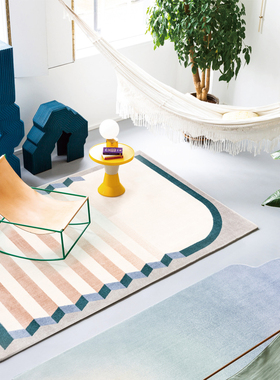 意式轻奢别墅客厅沙发茶几异形地毯超柔加密加厚抽象渐变耐简约地