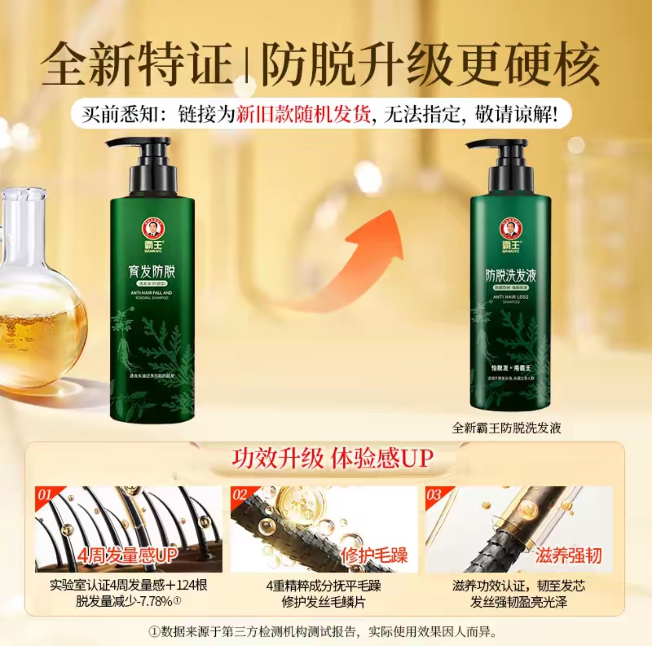 霸王防脱发洗发水500ml 育发固发男女生发际线护理控油蓬松洗发露