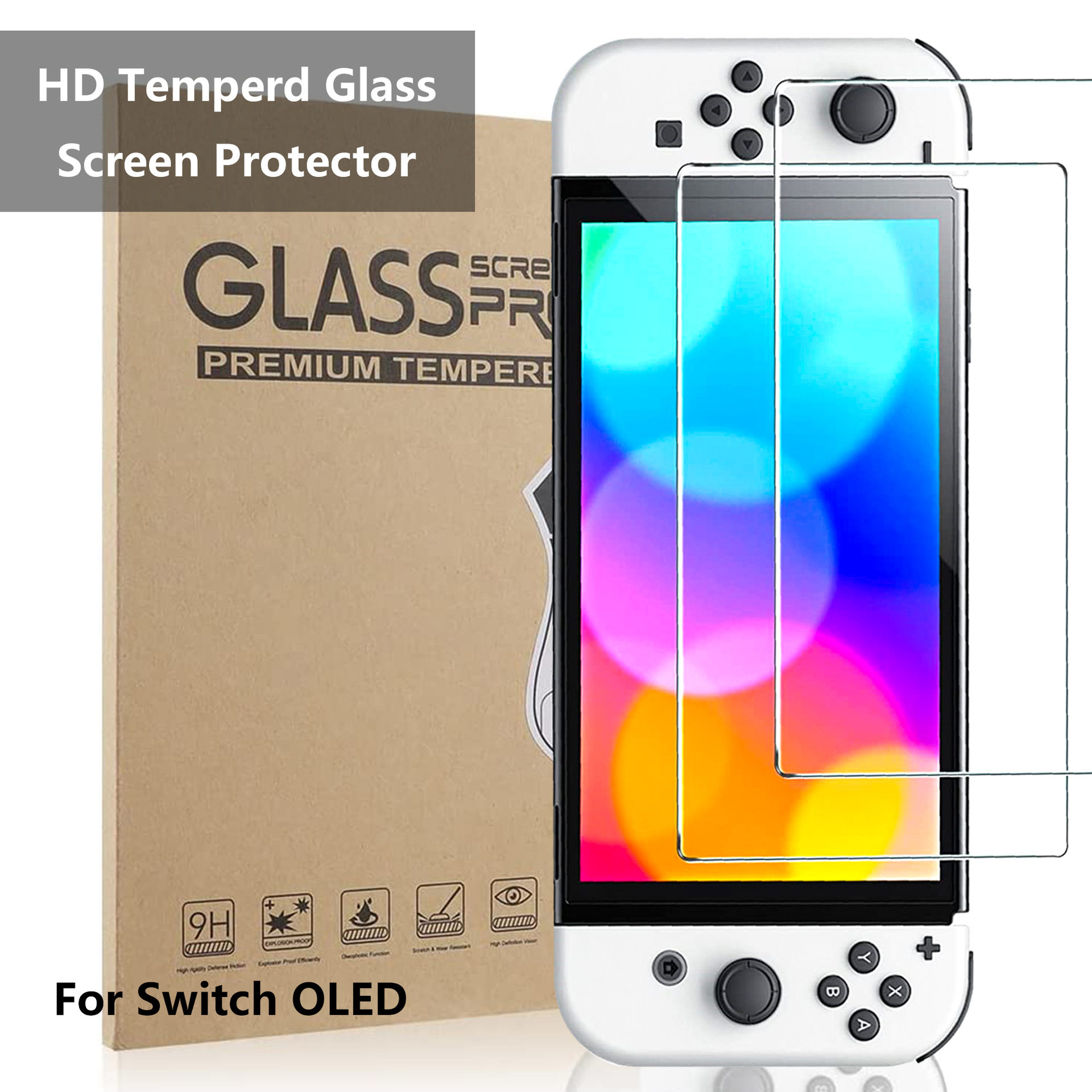 任天堂Switch oled钢化膜 游戏机保护玻璃膜 蓝光钢化膜 配件现货