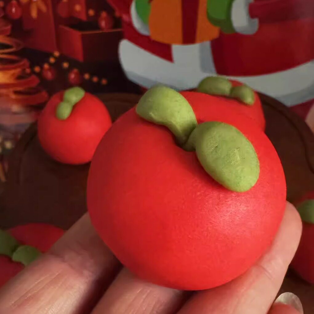 圣诞苹果造型糕点红色仿真创意设计节日装饰治愈系中式糕点