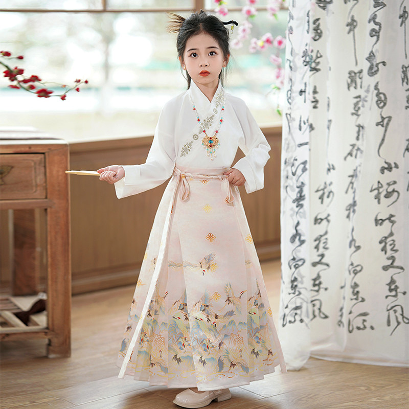 2024新款马面裙女童套装中国风儿童汉服女孩日常改良古装明制唐装