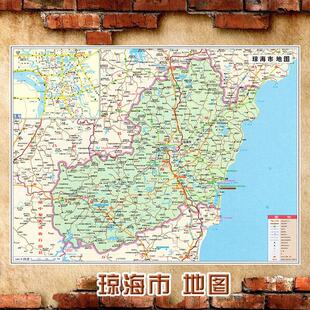 2025新款 琼海市地图墙贴 超大巨幅 交通行政区画 划图 装饰画 画