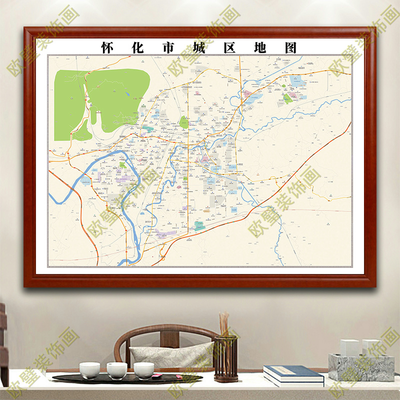 怀化市地图挂图市区交通地形带框城区街道电子办公室2023超大定制