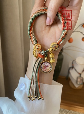原创狐唐卡轮回捕梦网手绳手工编织藏式流苏手链