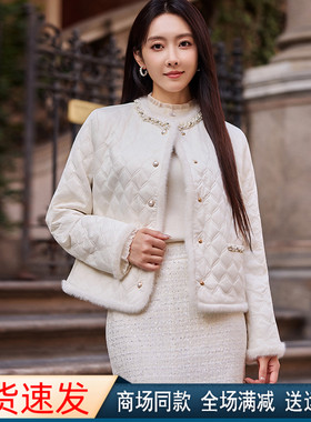 珂莱商场同款25冬季新款气质香风棉服短款外套棉衣女装 KQ00102W0